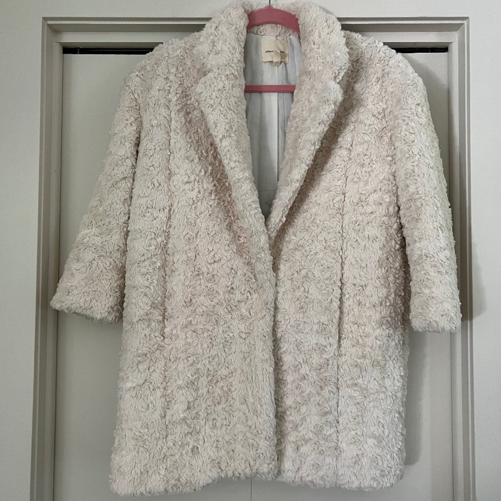 Silence & Noise Ivory Shearling Coat